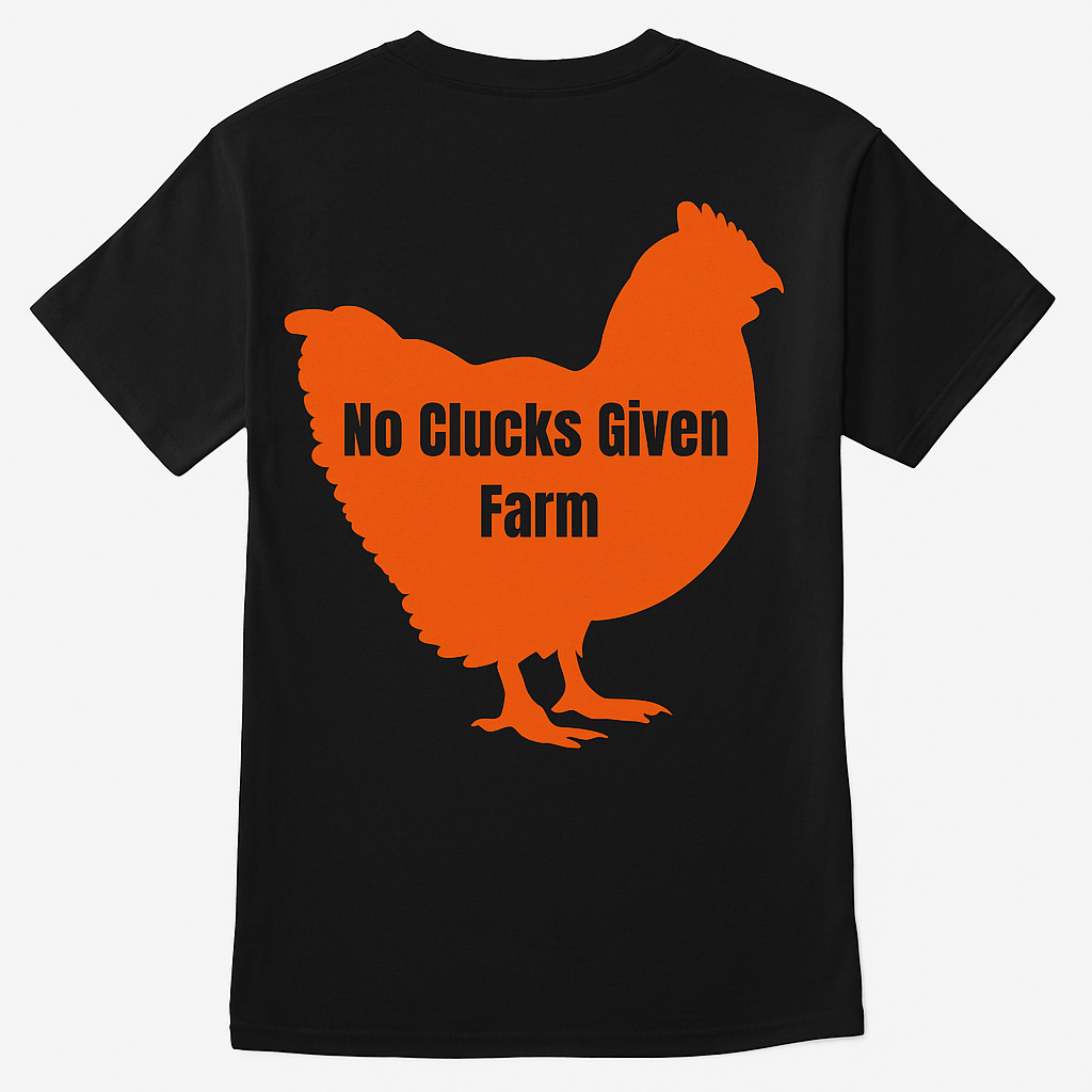 No Clucks Given: Tee – Neon Orange Logo (Back Print)