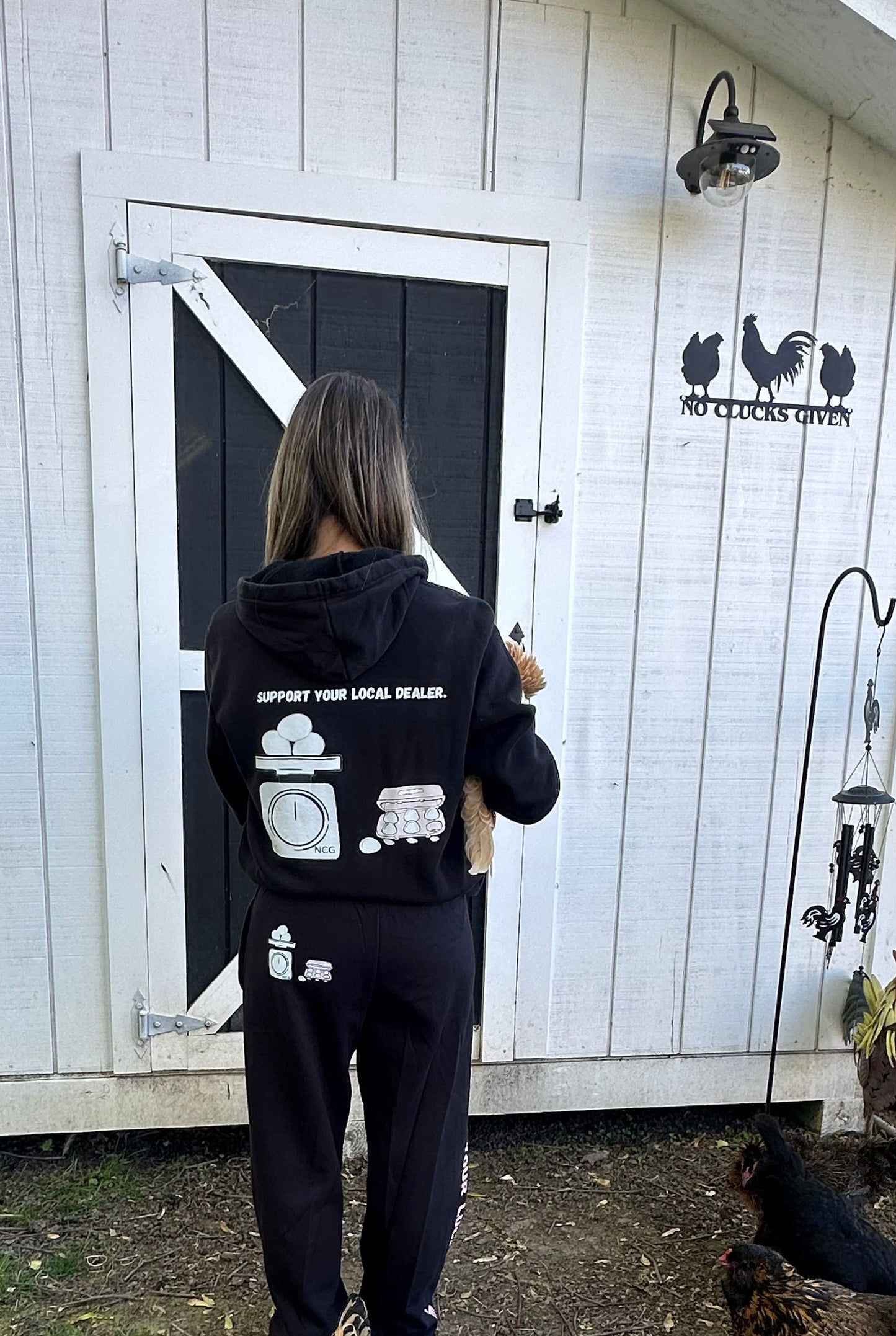 No Clucks Given: Support Your Local Dealer – Sweat Suit (Black)
