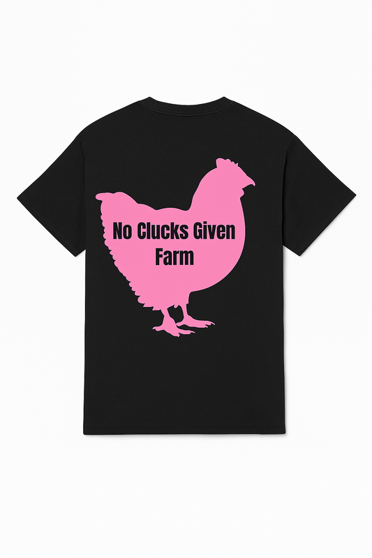 No Clucks Given: Tee – Hot Pink Logo (Back Print)