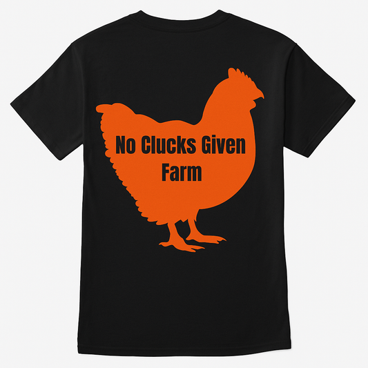 No Clucks Given: Tee – Neon Orange Logo (Back Print)