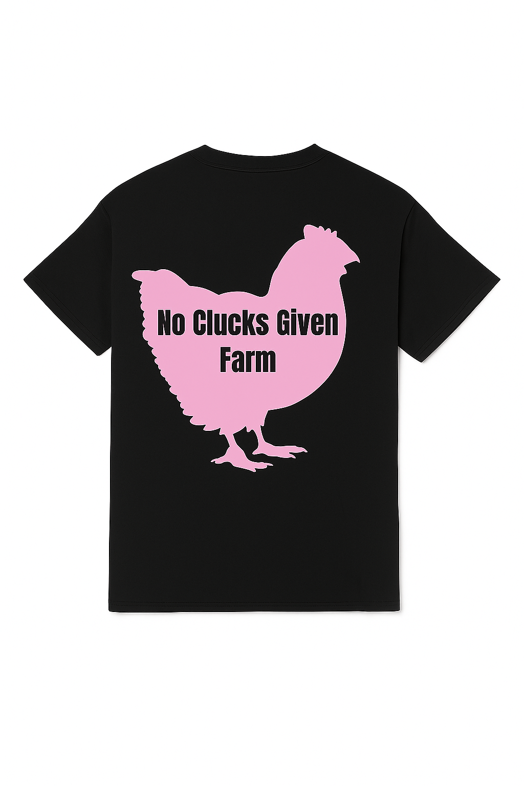 No Clucks Given: Tee – Light Pink Logo (Back Print)